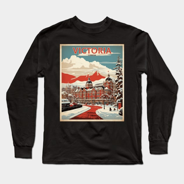 Victoria Canada Vintage Poster Tourism Long Sleeve T-Shirt by TravelersGems